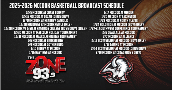 McCook Basketball Broadcast Schedule 2025-2026
